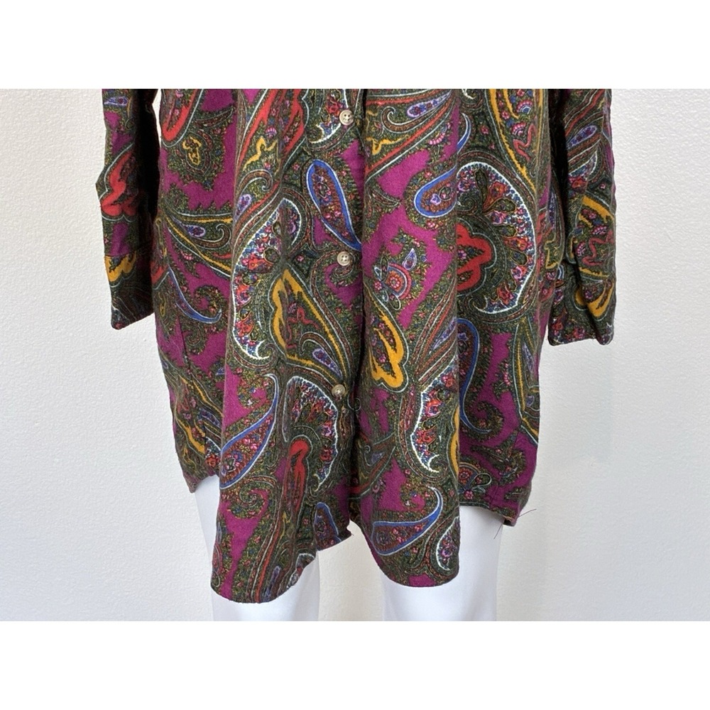 Ralph Lauren Cotton Flannel Pjs Night Shirt Pink Paisley Sleepshirt Nightie L - Picture 4 of 16